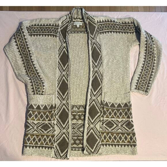 Lucky Brand Open Front Border Cardigan with Pockets Womens Size Women’s Small - Picture 1 of 6